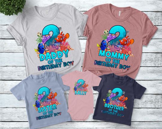 Custom Finding Nemo Birthday Shirt, Finding Dory birthday shirt, Finding Dory family shirts, Finding Dory Theme Party Shirt