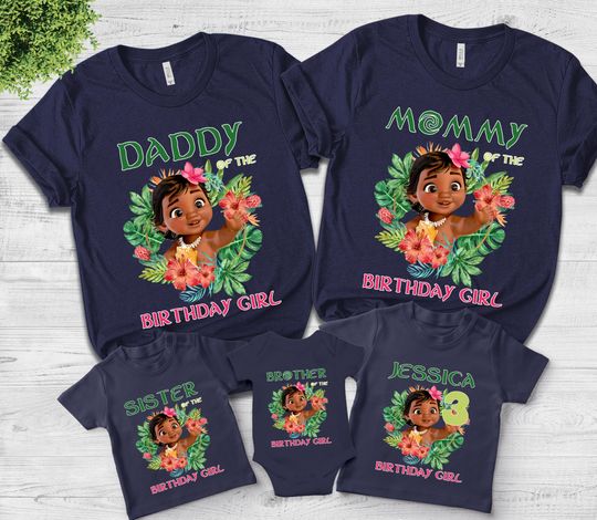 Moana Birthday Shirt, Moana Family Shirts, Baby Moana Family Birthday Shirt, Personalized Moana Apparel, Birthday Girl T-Shirt