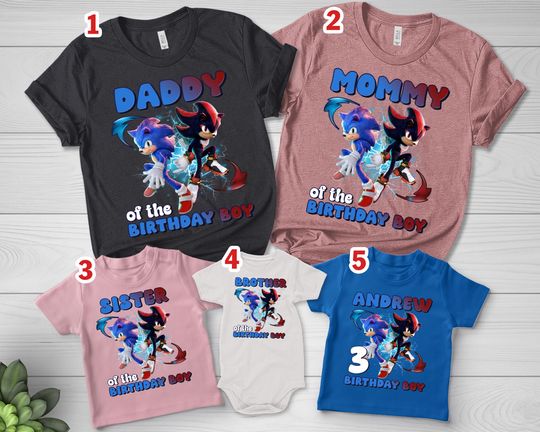 Custom Sonic Shirt, Sonic Birthday shirt personalized with age and name, Sonic Family Birthday Shirt,Sonic Kids Shirt,Birthday Shirt