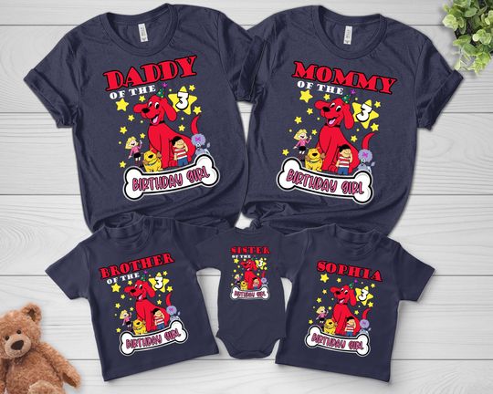 Personalized The Giant Dog,Personalized Birthday Family Matching Shirt,Red Huge Dog Birthday Girl Shirt, Birthday Party Gift For Kids