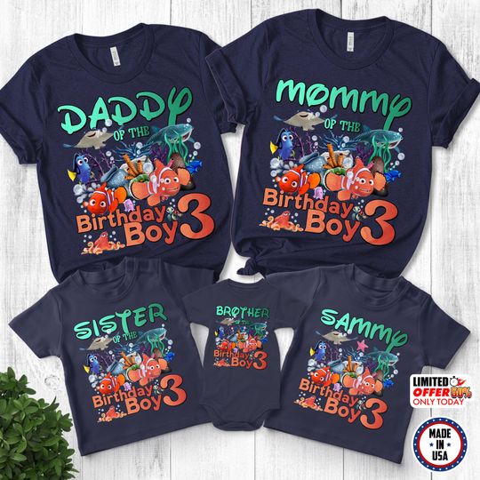 Finding Nemo Birthday Shirt, Finding Nemo Family Birthday, Personalized Finding Nemo Birthday, Finding Matching Birthday Family