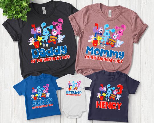 Blues Clues Birthday T shirt, Blues Clues Theme Party, Personalized Shirts For Kids, Family Matching Birthday Shirt