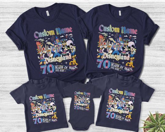 Disneyland 70th anniversary shirt, Mickey & friends Disneyland castle Platinum Celebration 1955-2025 Shirt, WDW Matching Family Tee