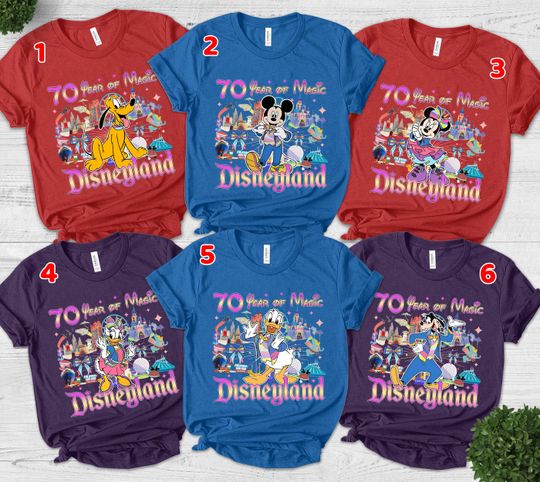 Disneyland 70th anniversary shirt/Mickey & friends Disneyland castle Platinum Celebration 1955-2025 Shirt/WDW Matching Family Tee