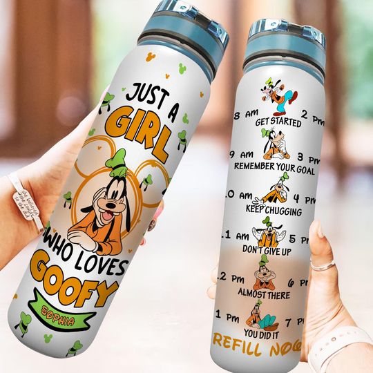 Custom Disney Goofy Water Tracker Bottle, Custom Goofy 30oz Water Bottle, Cartoon Gym Bottle, Dog Workout Bottle, Magic Kingdom Gift