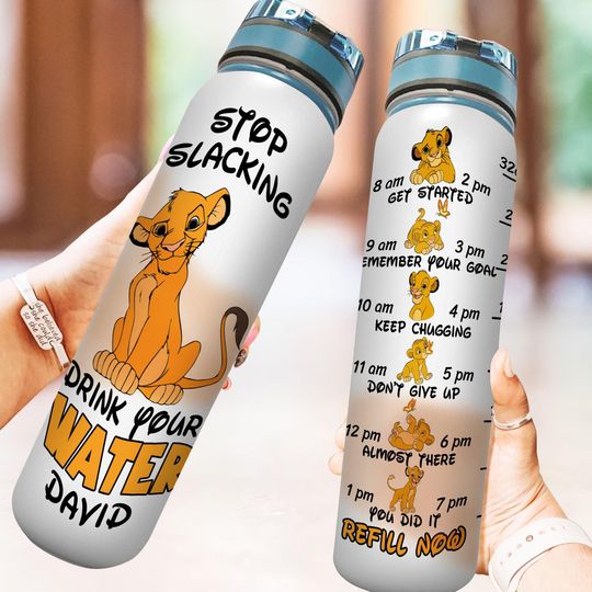 Custom Disney The Lion Water Tracker Bottle, Lion Water Bottle, Cartoon Characters Bottle, Magic Kingdom Tumbler, Hakuna Matata Gym Bottle