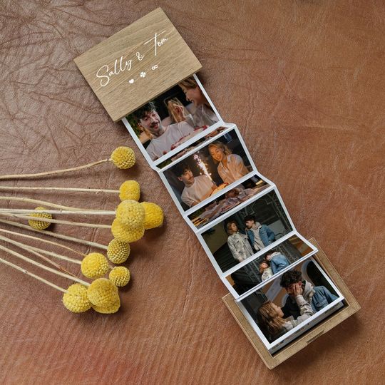 Pull Out Photo Album Custom Wooden Photo Box Personalized Memory Keepsake Box Trinket Wood Box Customized Wooden Photo Frame Shadow Box