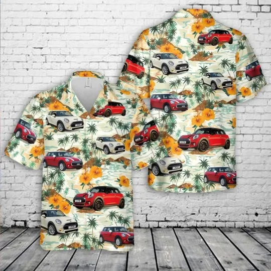 2014 Mini Cooper 3 door hatchback Hawaiian Shirt