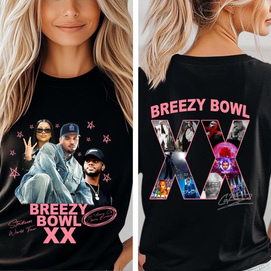 Chris Brown Breezy Bowl XX Shirts, Concert Shirts, Black Culture Shirts, Jhene Aiko, Bryson Tiller Unisex Shirts, FRONT and BACK