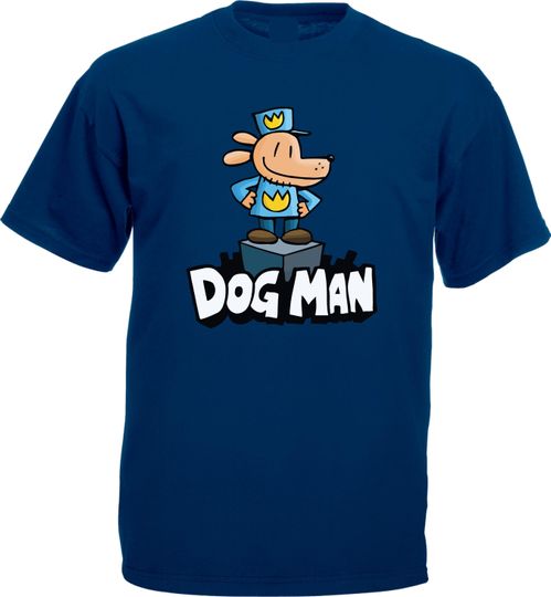 Dog Man Cartoon T-Shirt, World Book Day Tee, Kids Cartoon Character Shirt, Humanoid Animal Dog Tee, Comic Story, Unisex Adult Kids Tee Top.