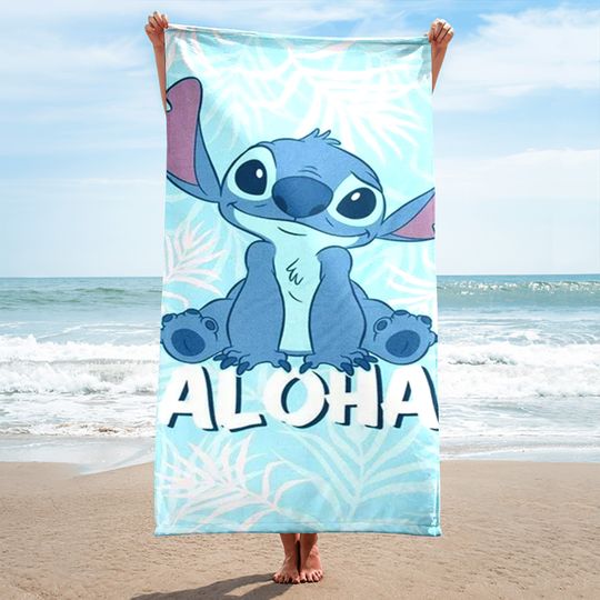 Custom Blue Dog Aloha Beach Towels, Monster Tropical Bath Pool Towel, Magic Kingdom Beach Towel, Movie Towels, Cartoon Family Trip Gifts