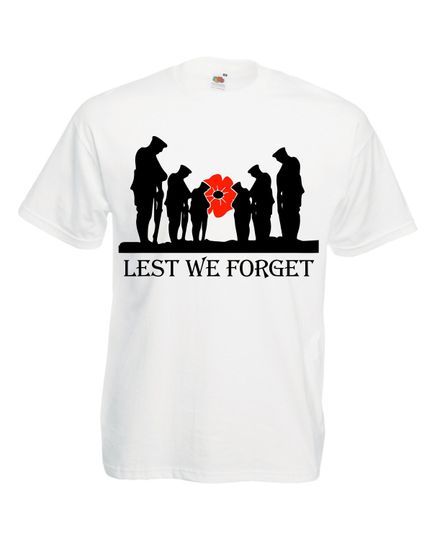D-Day Lest We Forget T-Shirt, 80th Anniversary 1944-2024 Poppy Flower Veteran's Day Honour Our Armed Forces Remembrance Day British Army Top