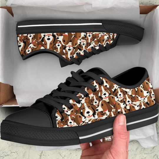 Basset Hound Womens Sneakers Canvas Low Top Low top Gifts Birthday Her Mothers Day Pet Sports Fan Fashion Perfect for Sneakers