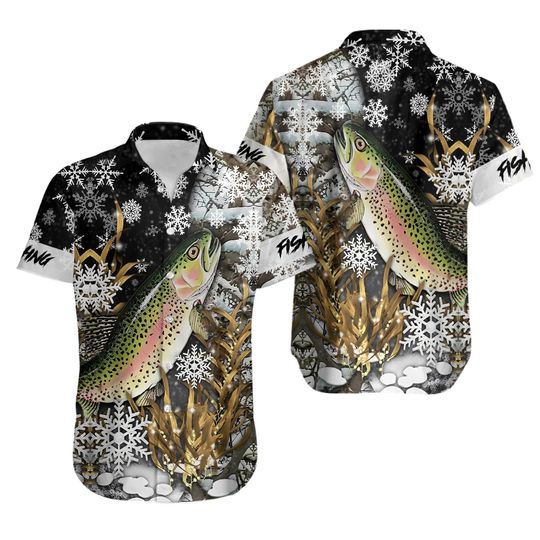 Fishing Hawaiian Shirts for Men Women - Trout Fishing Fish On Trout Lover Hawaiian Shirt