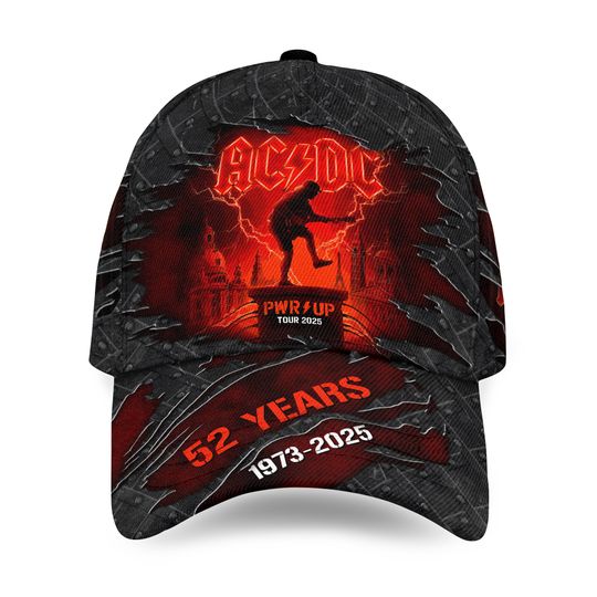 Unisex AC.DC Pwr Up Tour 2025 Hat – 52 Years of Rock, Collector Fan Gift