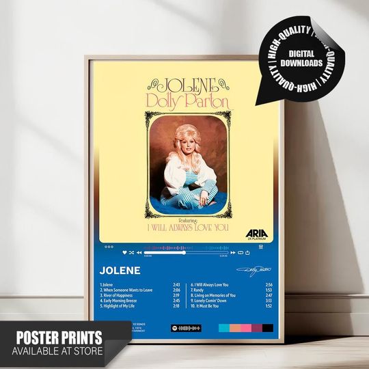 Dolly Parton Jolene Poster, Album Cover Wall Art, Retro Music Print, I Will Always Love You, Country Music Decor, Vintage Dolly