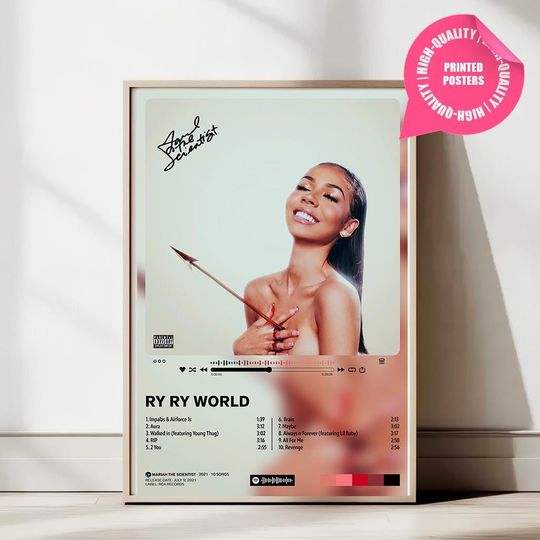 Music Poster  Mariah the Scientist Ry Ry World Print  Album Cover Wall Art for Bedroom, Studio, or Music Lover Gift