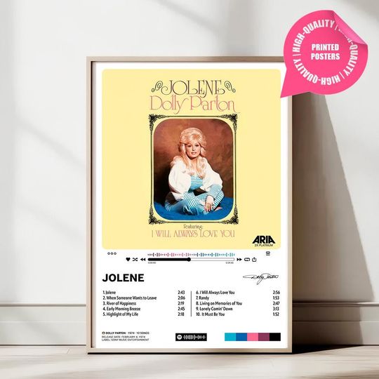 Dolly Parton Jolene Poster, Album Cover Wall Art, Retro Music , I Will Always Love You, Country Music Decor, Vintage Dolly Art