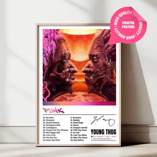 Young Thug "Punk" Album Poster, Hip Hop Poster, Rap Poster