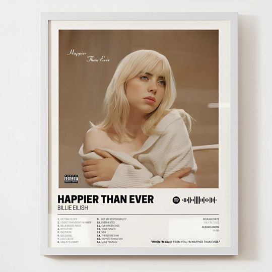 Billie Eilish Poster  Happier Than Ever Album Art