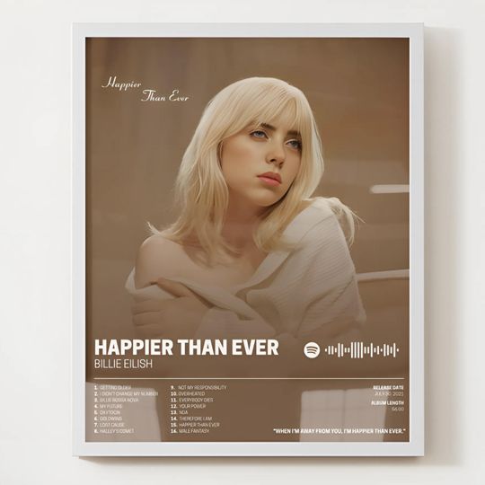 Billie Eilish Poster  Happier Than Ever Album Art