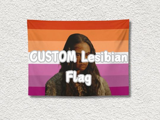 Customized Lesbian Flag Tapestry  Personalized Pride Wall Hanging | Lesbian Couple GiftSunset Lesbian Flag ArtPink and Orange Flag Decor