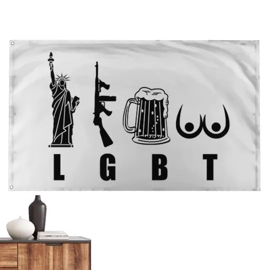 LGBT Flag Liberty Beer Tits Wall Tapestry | Gay Pride Tapestry | Pride Month | LGBT Gift