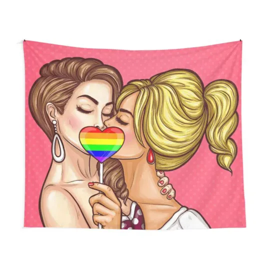 Pop Art Lesbians Tapestry | Gay Pride Tapestry | Pride Month | LGBT Gift