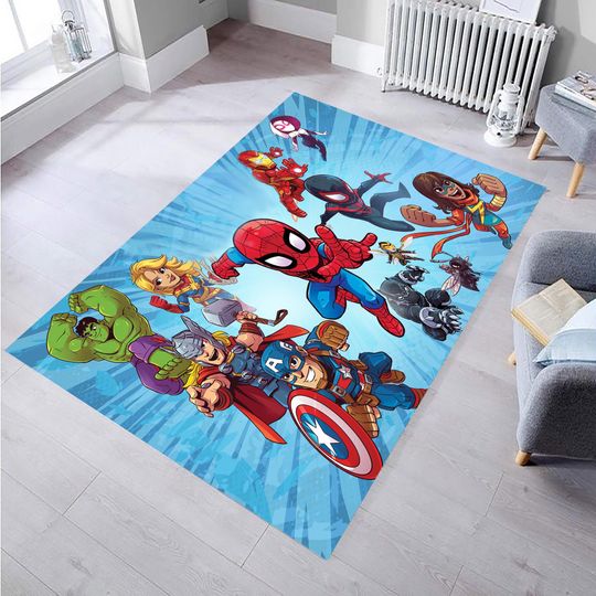 Captain America, Cool Rug,Spiderman Rug,Spider-Man,Hulk,Boys Room Rug,Kids Room Rug,Child Rug,Gift for Kids,Washable Rugs,Gift For Him