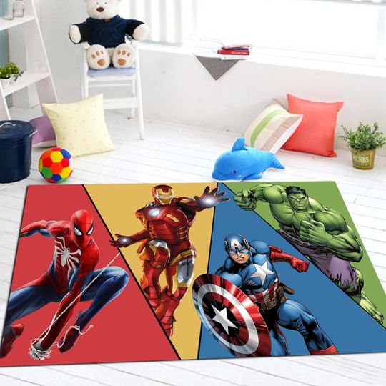 Super Hero Rug, Super Heroes,  Rug, Avengers Rug, Kids Rug, Spiderman Rug, Ironman Rug,Hulk Rug,Superhero Runner Rug,FanRug,Area Rug