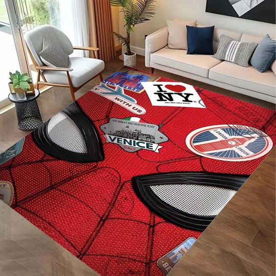 Avenger Rug, Superhero Comic Rug, Red Graphic Rug for Kids Room, Movie Theme Area Rug, Boys Room Decor, Gamer Rug, Cool Gift for Him Rug