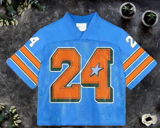 Custom Name - Number Light Blue Orange Mesh Baseball Jersey, Concert Jersey, Custom Text Baseball Jersey, Streetwear Squad, Y2K Boxy Jersey