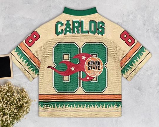 Custom Name Number Green Ivory Natural Mesh Baseball Jersey, Concert Jersey, Custom Text Baseball Jersey, Streetwear Squad, Y2K Boxy Jersey