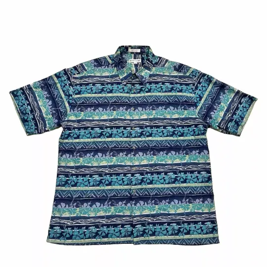 Pierre Cardin Shirt Men’s XL Colorful Camp Beach Cotton Collared Vintage Mint