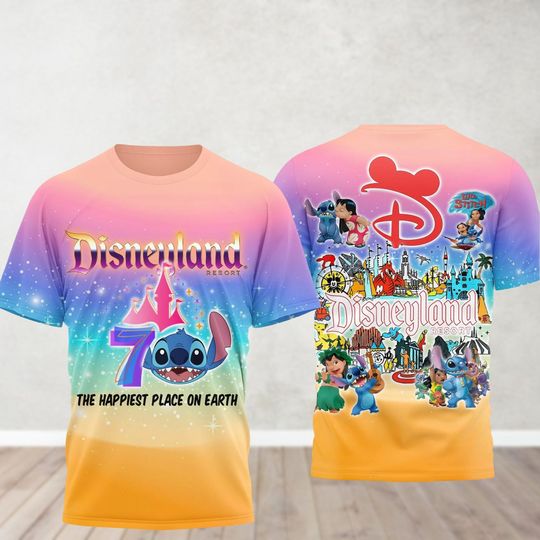 Stitch Disneyland 70th Anniversary 1955 2025 Shirt, 70 Years Of Magic Shirt, Disneyland Family Vacation 2025 Tee, Platinum Celebration
