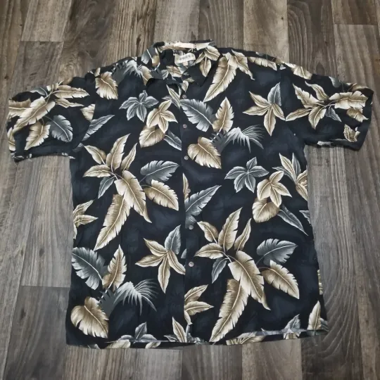 Campia Moda Hawaiian Shirt Short Sleeve Button Down Blue Size Large Rayon