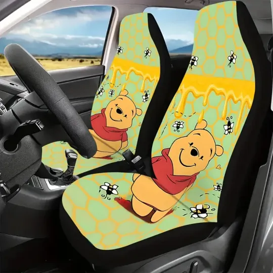 Cute Pooh Bear Loving Honey Winnie The Pooh Yellow Bear Car Seat Covers