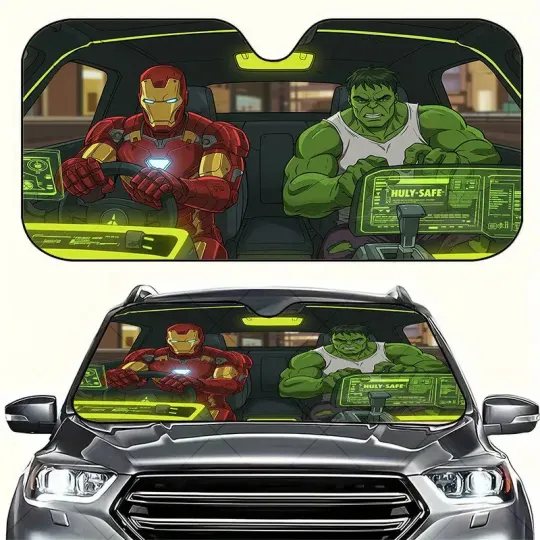 The Incredible Hulk And Iron Man Superhero Fan Gift Car Sun Shade