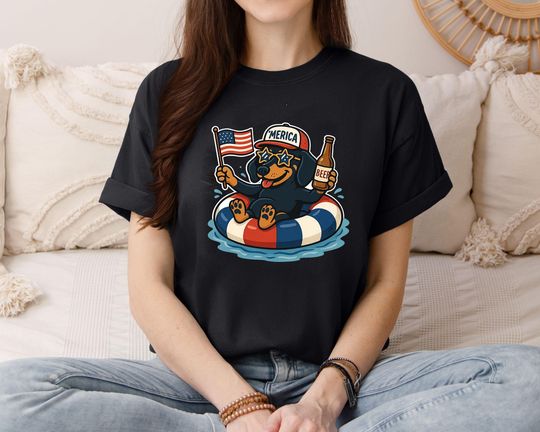 Discover 4th of July Dog Shirt, Patriotic Beer & Flag Shirt, Merica Shirt, Independence Day Tee, Funny Dog Shirt, USA Flag Tee, Dachshund Lovers Gift