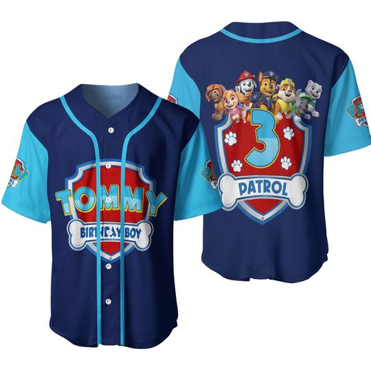 Personalized Patrol Birthday Jersey, Family Paw Patrol Jersey, Paw Patrol Birthday Boy/Girl Baseball Jersey, Paw Patrol Birthday