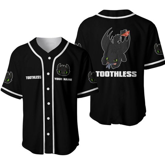 Custom Toothless Baseball Jersey Shirt Night Fury Baseball Shirt