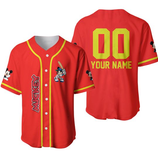 Mickey Mouse Baseball Jersey, Personalized Mickey Shirt, Mickey Jersey Shirt, Custom Name And Number Shirt, Disney Mouse Jersey Shirt