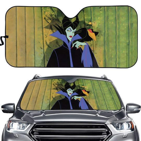 Personalize Maleficent Villain Car Accessories, Custom Maleficent Dival Car Sunshade, Sleeping Beauty Villain Sun Shade For Car