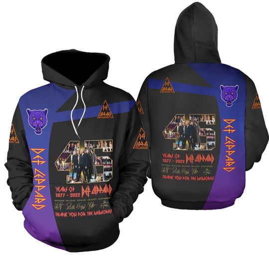 3d hoodie, Def-Leppard 45 Years 1977 2022 Hoodie 3d