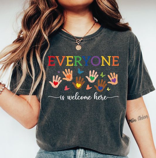 Discover Everyone Is Welcome Here Idaho Teacher Shirt, Comfort Colors Inclusion and Equality Shirt, Protest and Resist Shirt