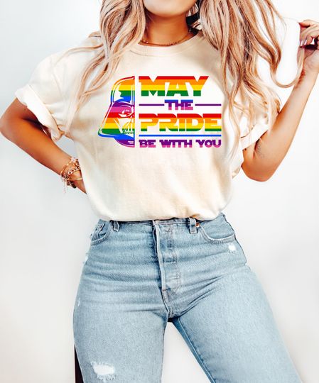 May The Pride Be With You Shirt, Star Wars Pride T-Shirt, Funny Rainbow Tee, LGBTQ Darth Vader Shirt, Pride Month Shirt