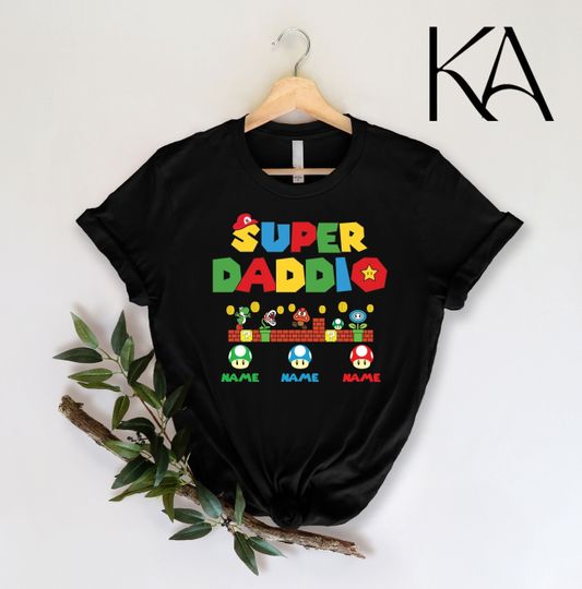 Custom Super Daddio Shirt, Personalized Kids Name Dad Shirt, Daddy Shirt, Father's Day Shirt, Gift for Dad, Super Dad Shirt ,Gamer Daddy Tee