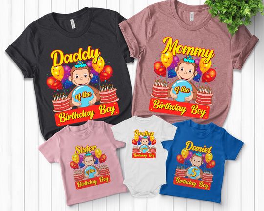 Curious George Birthday Shirt | Personalized Curious George Birthday Tee| Custom Birthday Matching Tee|Curious George Family Birthday
