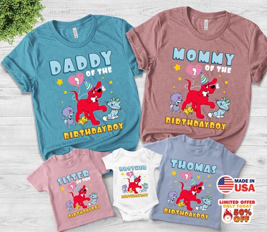 Clifford the Big Red Dog Shirt, Personalized Clifford Dog Family Birthday Shirt, Clifford Dog Party Shirt, Clifford Dog Shirt