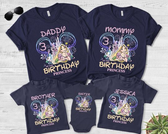Personalized Disney Rapunzel Birthday Sweatshirt, Disney Tangled Shirt, Custom Rapunzel Princess Birthday Girl Shirts,Family Vacation